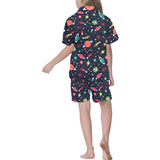 colorful space pattern planet star Kids' Boys' Girls' V-Neck Short Pajama Set