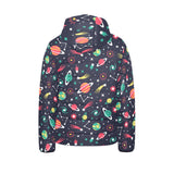 colorful space pattern planet star Kids' Boys' Girls' Padded Hooded Jacket