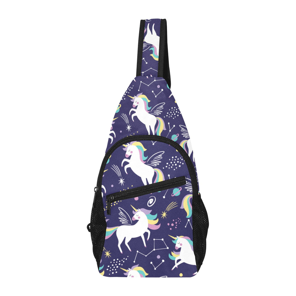 Hand drawn cute unicorn star planet All Over Print Chest Bag
