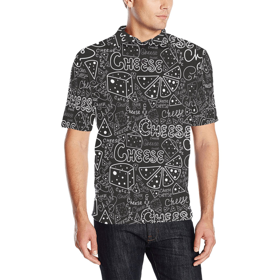 Handwritten cheese pattern Men's All Over Print Polo Shirt