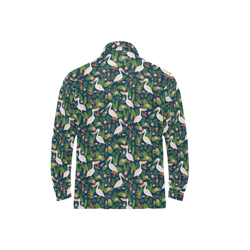 Pelican Pattern Print Design 05 Men's Long Sleeve Polo Shirt