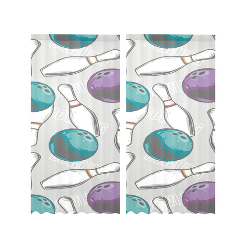 Bowling ball and pin gray background Gauze Curtain