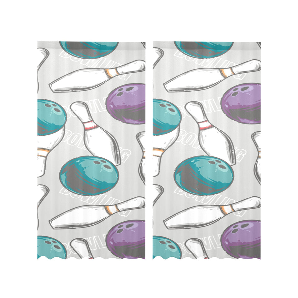 Bowling ball and pin gray background Gauze Curtain