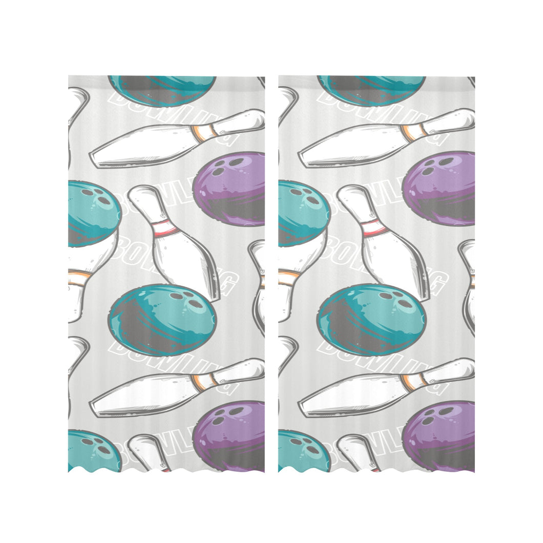 Bowling ball and pin gray background Gauze Curtain