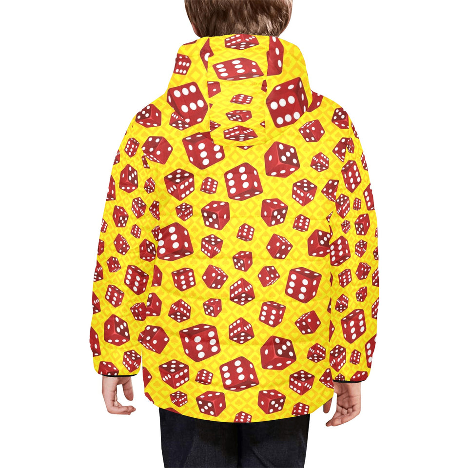 Dice Pattern Print Design 04 Kids' Boys' Girls' Padded Hooded Jacket