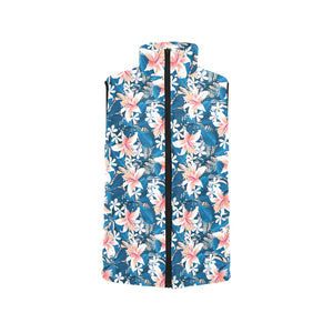 Hibiscus Pattern Print Design 02 Men's Padded Vest
