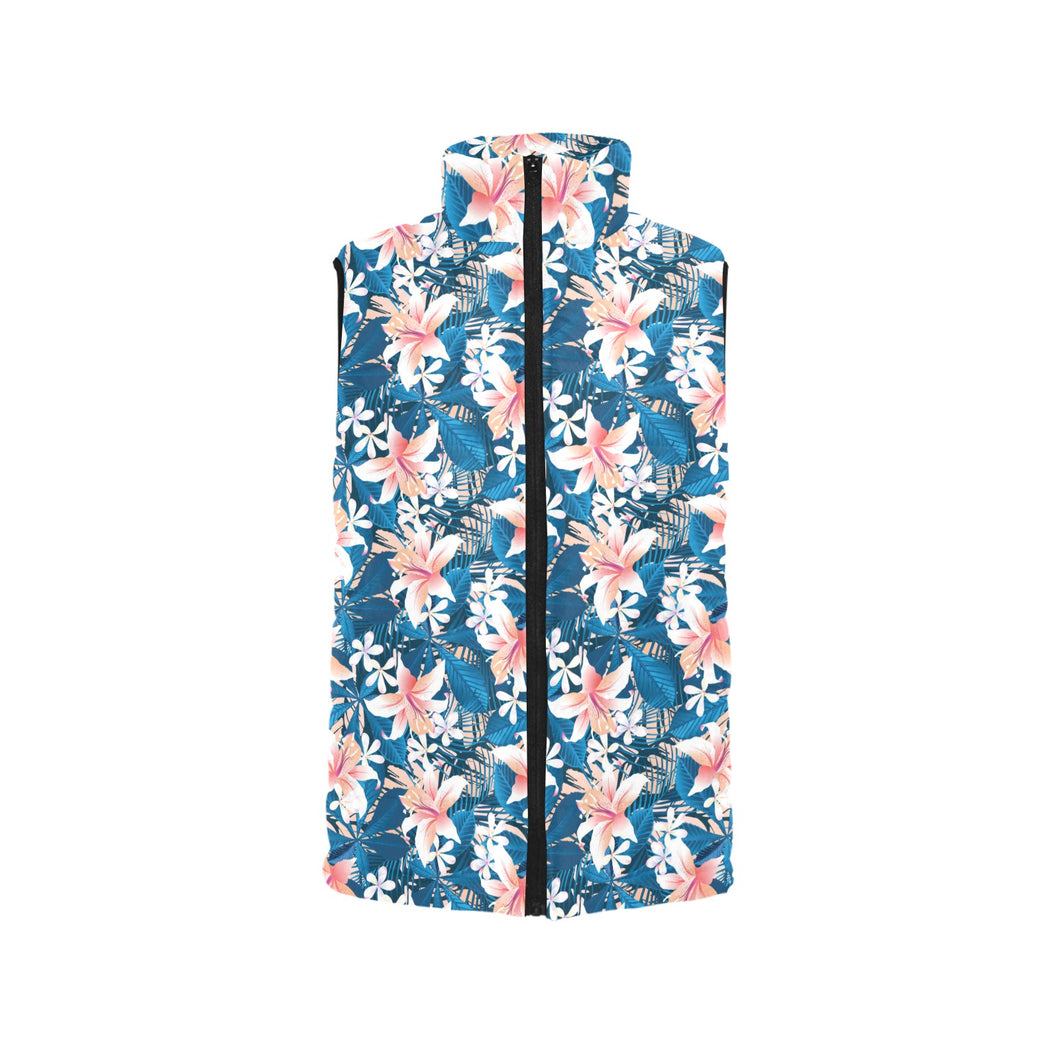 Hibiscus Pattern Print Design 02 Men's Padded Vest