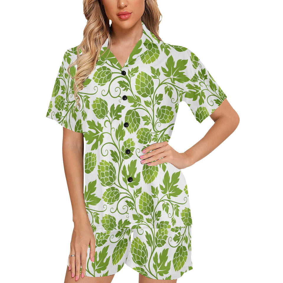 Hop design pattern Women's V-Neck Short Pajama Set