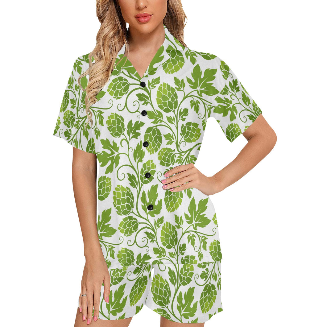 Hop design pattern Women's V-Neck Short Pajama Set