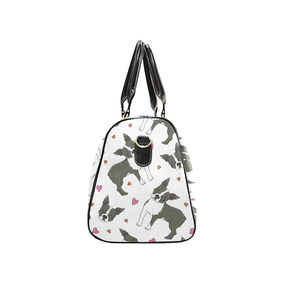 Boston terrier dog hearts vector pattern Travel Bag