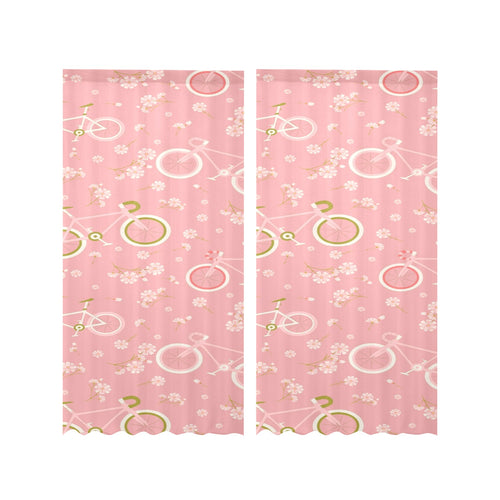 Bicycle Pattern Print Design 02 Gauze Curtain