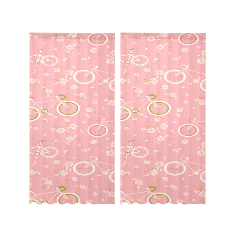 Bicycle Pattern Print Design 02 Gauze Curtain