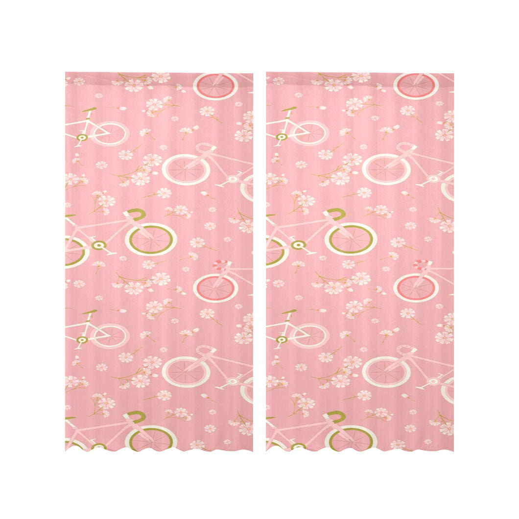 Bicycle Pattern Print Design 02 Gauze Curtain