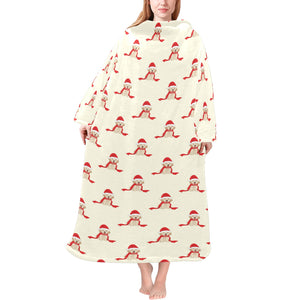 Golden Retriever Pattern Print Design 01 Blanket Robe with Sleeves