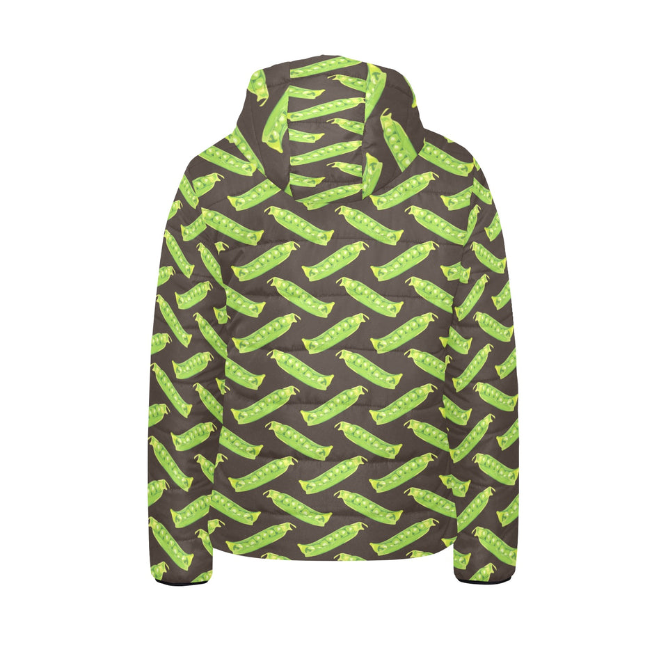 Green Peas Pattern Print Design 05 Kids' Boys' Girls' Padded Hooded Jacket