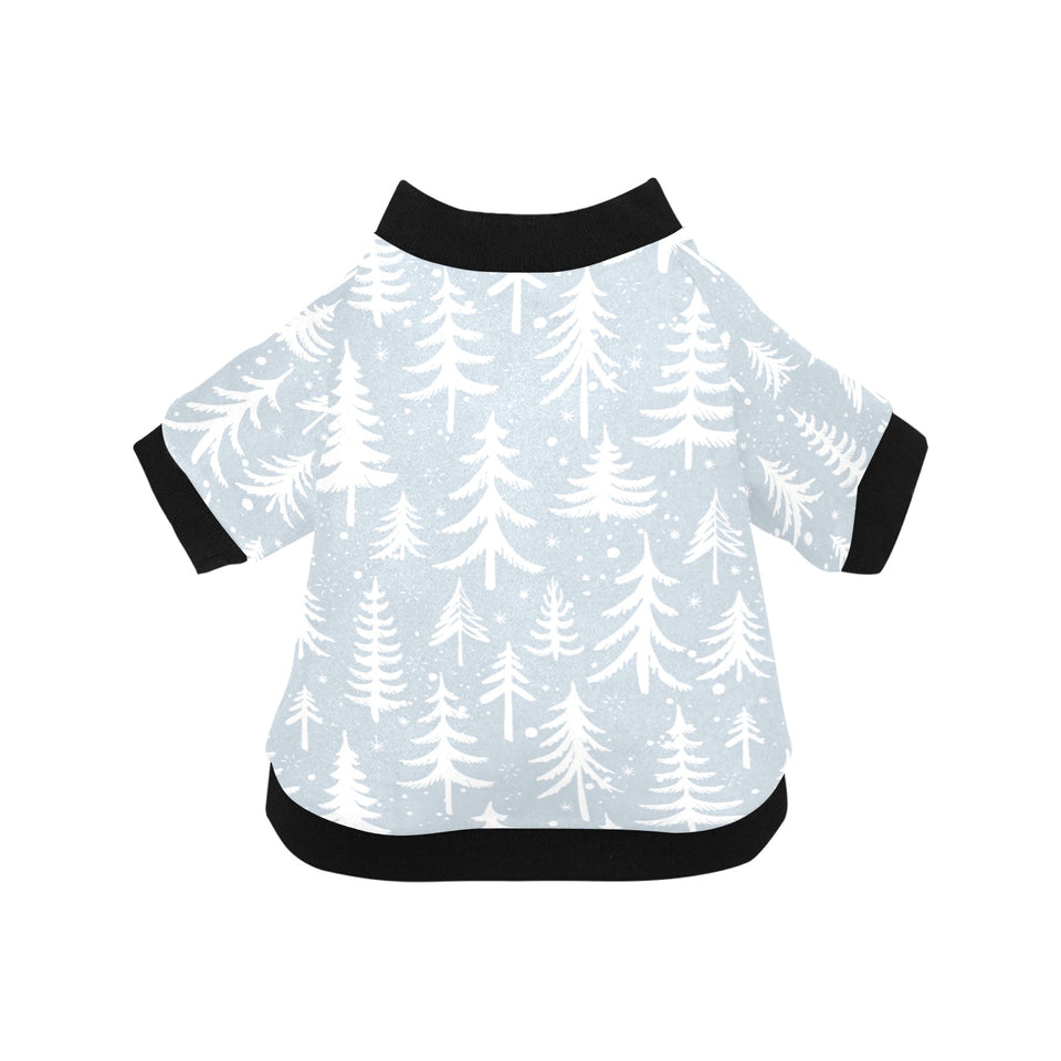 Christmas tree winter forest pattern All Over Print Pet Dog Round Neck Fuzzy Shirt