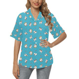 Jack Russel Pattern Print Design 03 Women's All Over Print Hawaiian Shirt