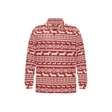 Dachshund Nordic pattern Men's Long Sleeve Polo Shirt