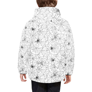 Spider web cobweb pattern Kids' Boys' Girls' Padded Hooded Jacket