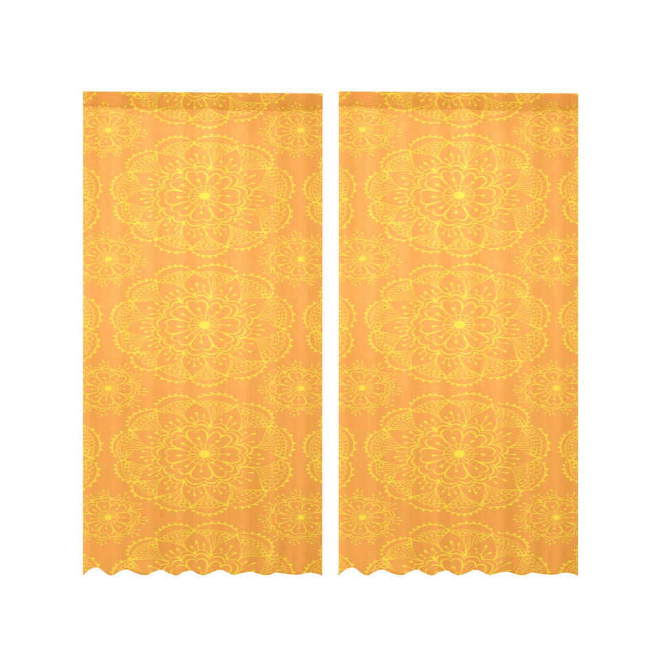 Orange traditional indian element pattern Gauze Curtain