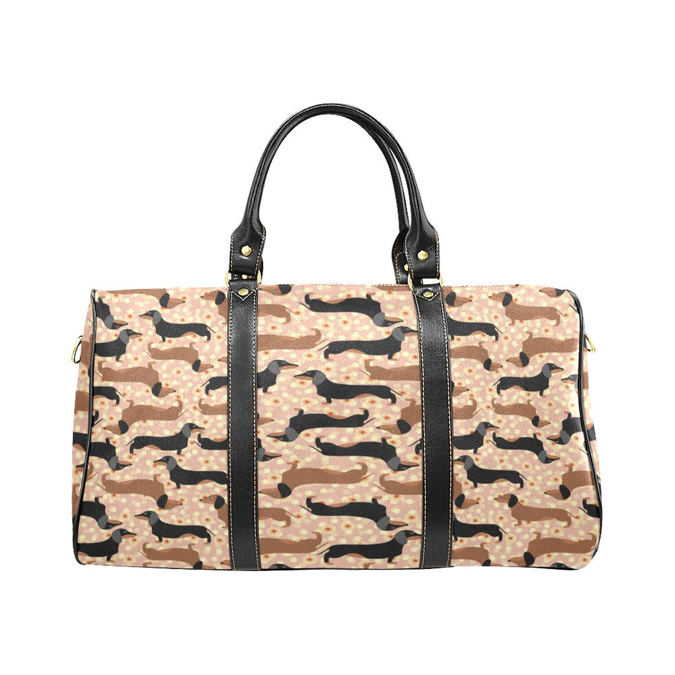 Dachshund floral background Travel Bag
