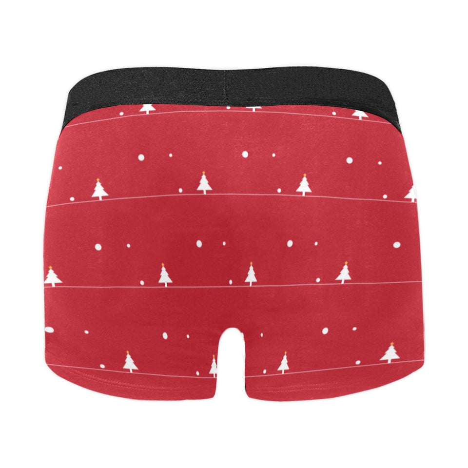 Christmas tree star snow red background Men's All Over Print Boxer Briefs Men's Underwear