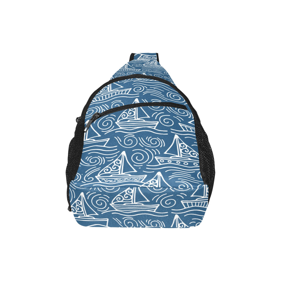 Hand drawn sailboat pattern All Over Print Chest Bag