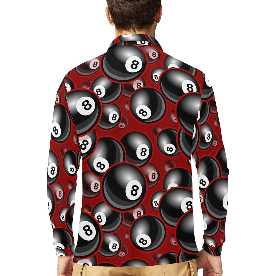 Billiard Ball Pattern Print Design 05 Men's Long Sleeve Polo Shirt