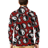 Billiard Ball Pattern Print Design 05 Men's Long Sleeve Polo Shirt