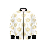 Gold Ornamental lotue waterlily symbol pattern Kids' Boys' Girls' Bomber Jacket