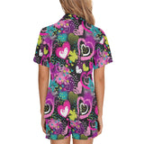 heart dot wave star creative design pattern Women's V-Neck Short Pajama Set