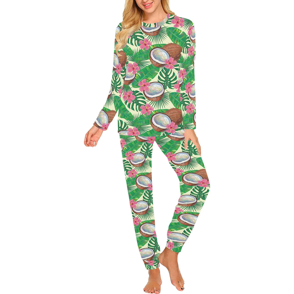 Coconut Pattern Print Design 01 Women's All Over Print Pajama Set