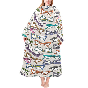 Sun Glasses Pattern Print Design 01 Blanket Robe with Sleeves