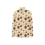 Coconut Pattern Print Design 05 Women's Long Sleeve Polo Shirt