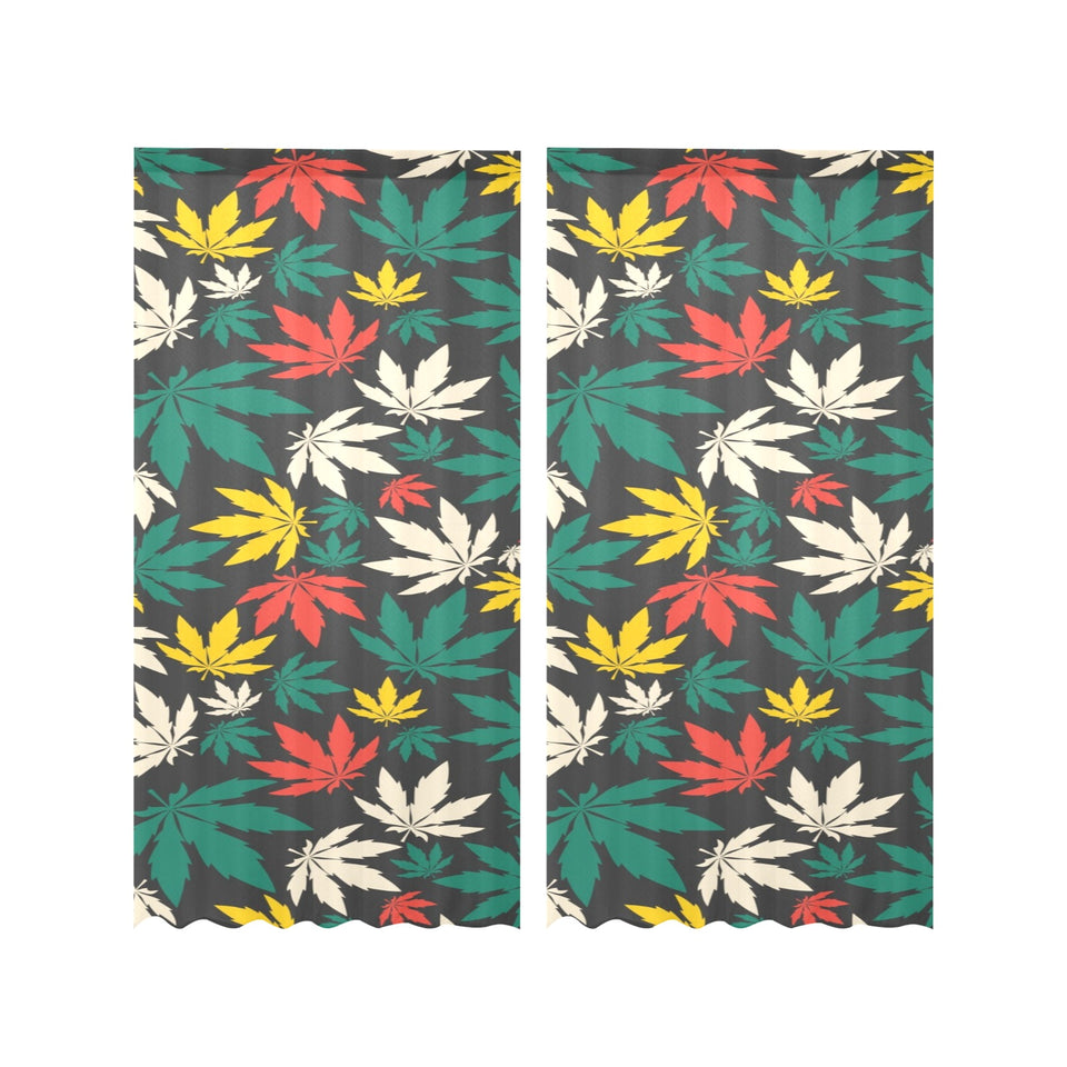 Canabis Marijuana Weed Pattern Print Design 02 Gauze Curtain