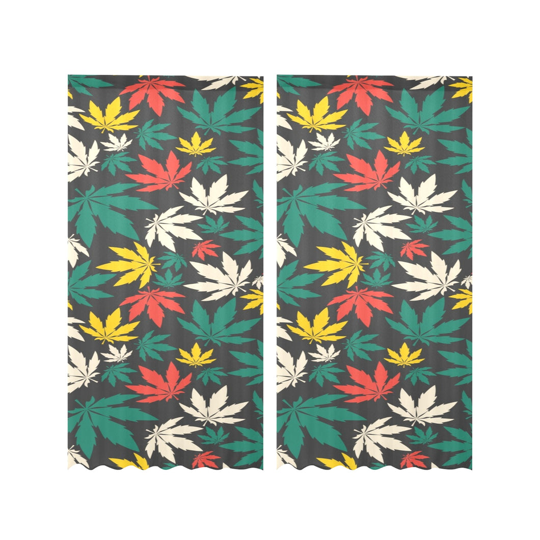 Canabis Marijuana Weed Pattern Print Design 02 Gauze Curtain