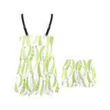 Green Peas Pattern Print Design 03 Chest Sexy Pleated Two Piece Swim Dress