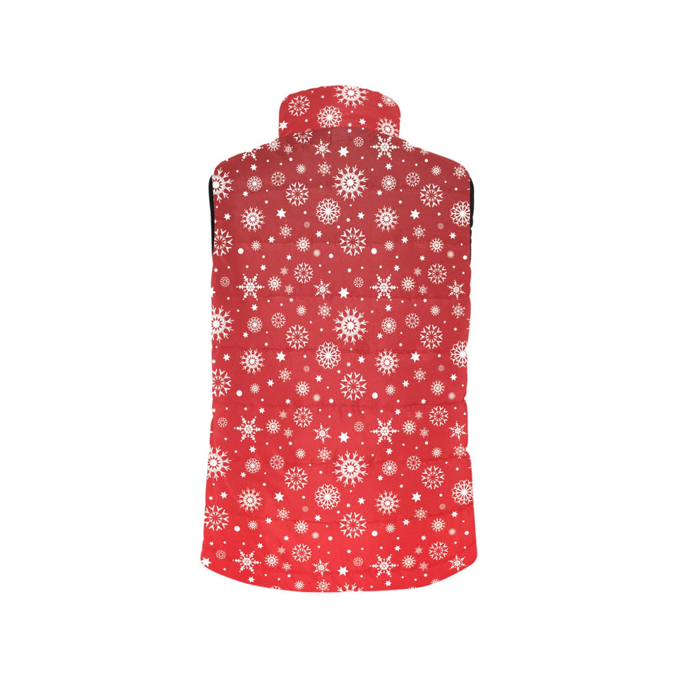 Snowflake pattern red background Women's Padded Vest