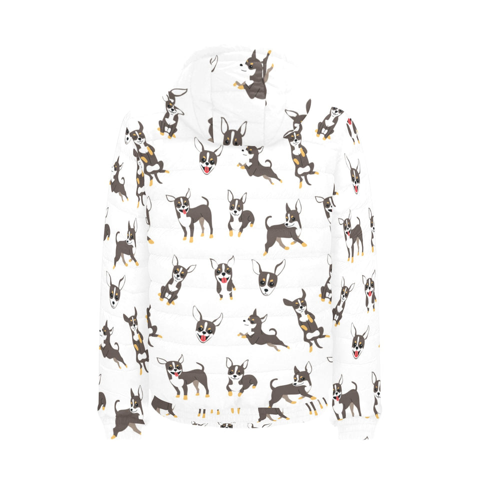 Chihuahua dog pattern Men's Padded Hooded Jacket