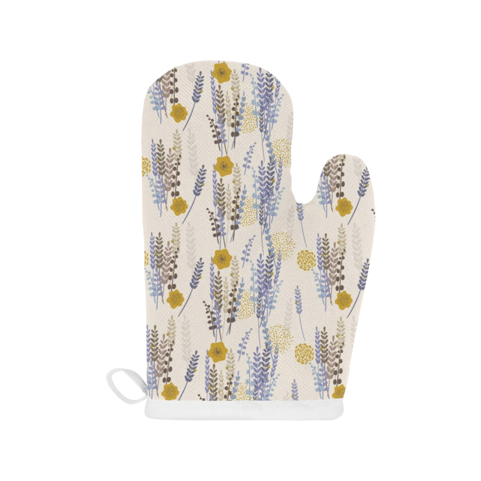 Lavender modern pattern blackground Heat Resistant Oven Mitts