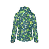 Lime ice flower pattern Women's Padded Hooded Jacket