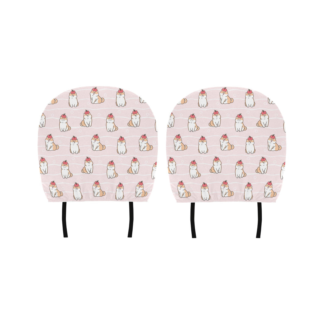 Cute Shiba Inu Dog Apple pattern Car Headrest Cover