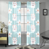 Maneki neko cat sakura Gauze Curtain