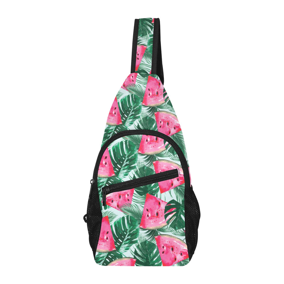 Watermelons tropical palm leaves pattern All Over Print Chest Bag
