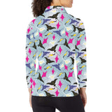 Stingray Pattern Print Design 01 Women's Long Sleeve Polo Shirt