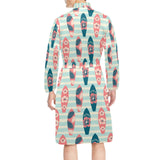 Surfboard Pattern Print Design 02 Men's Long Sleeve Belted Night Robe