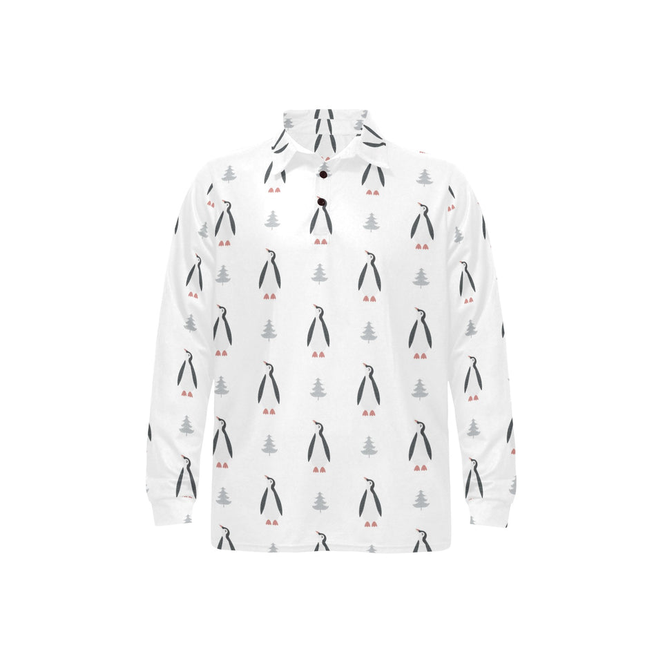 Penguin pattern Men's Long Sleeve Polo Shirt