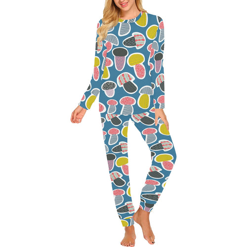 Colorful mushroom design pattern Women's All Over Print Pajama Set