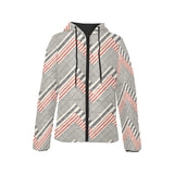 zigzag chevron striped pattern Women's Padded Hooded Jacket