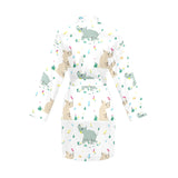 Cute Rhino pattern Women's Long Sleeve Belted Night Robe